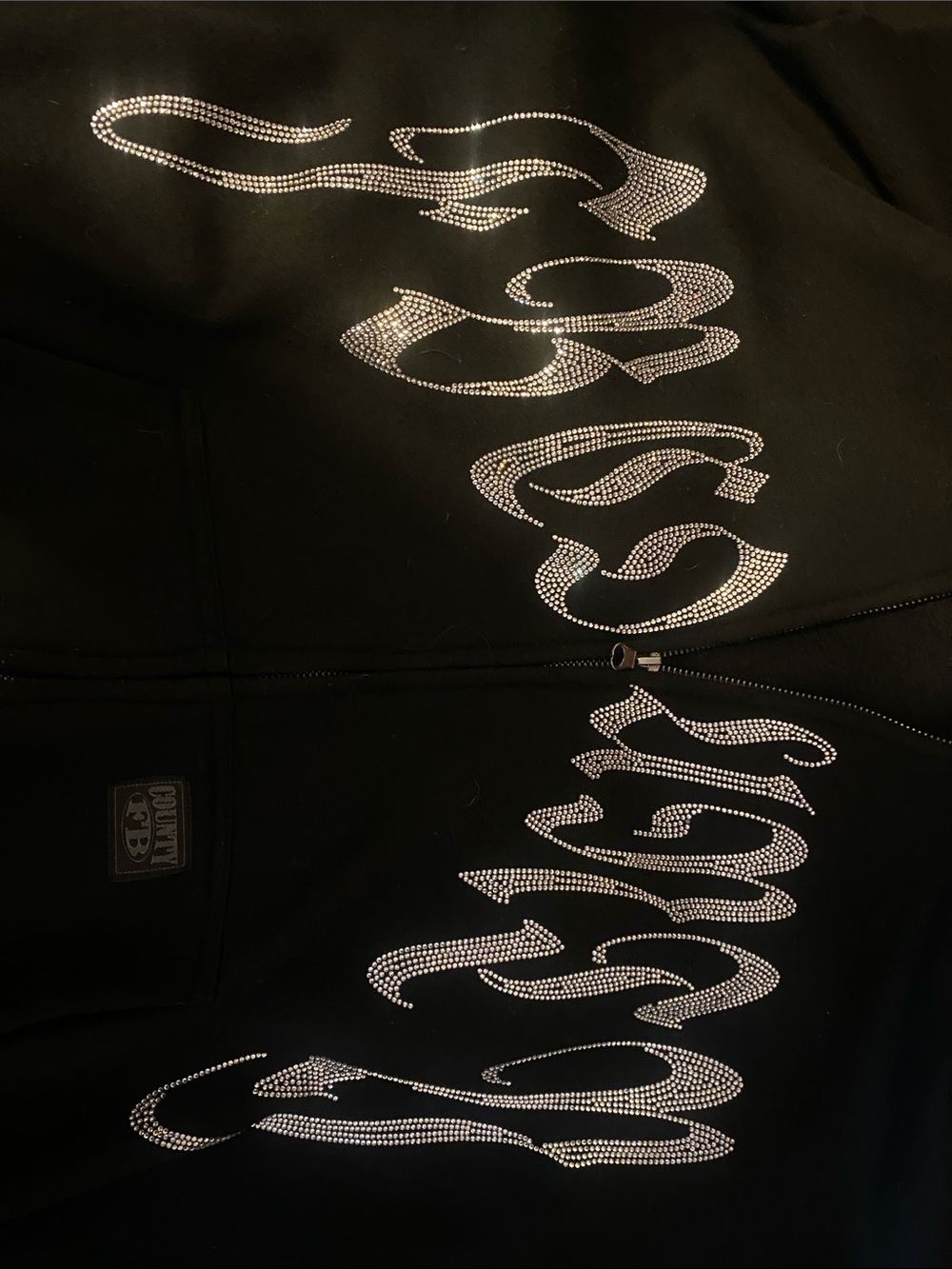 Black Script Zip-Up Hoodie Jacket - Picture 3 of 4